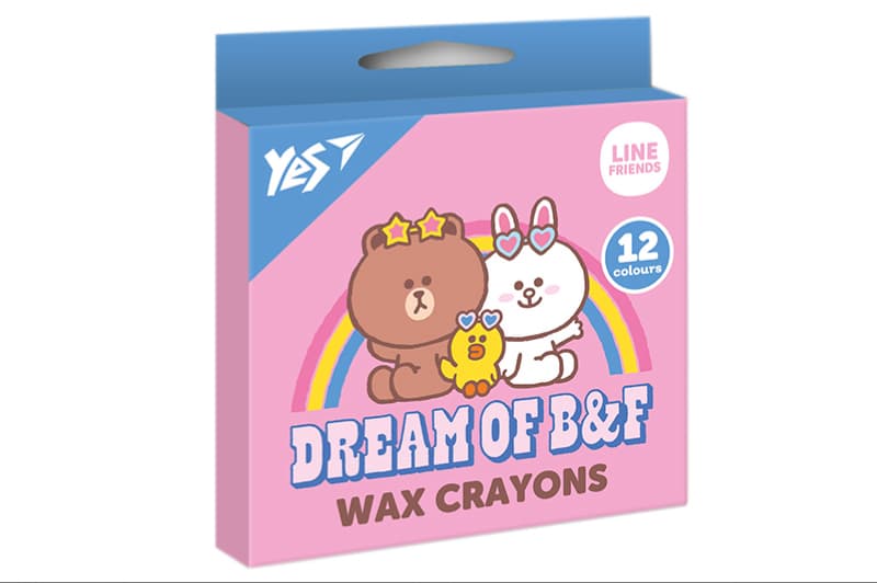 Набір воскових олівців YES 12 шт. "Line Friends" 590141