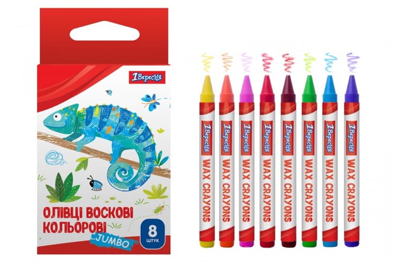 Набір воскових олівців 1 Вересня 8шт. "Zoo Land" JUMBO 590139