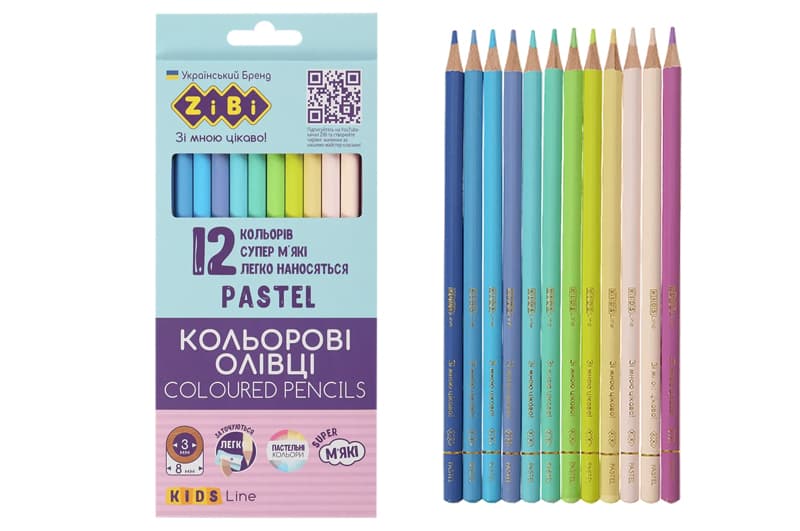 Олівці ZIBI кольорові PASTEL ZB-2470 12 кольорів