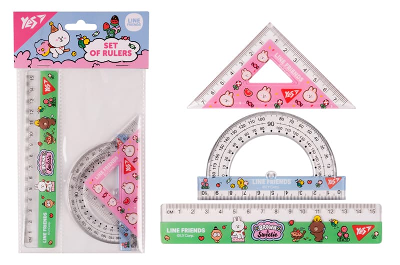Набір лінійок Yes (3 предмети) "Line friends", лінійка 15 см 370676