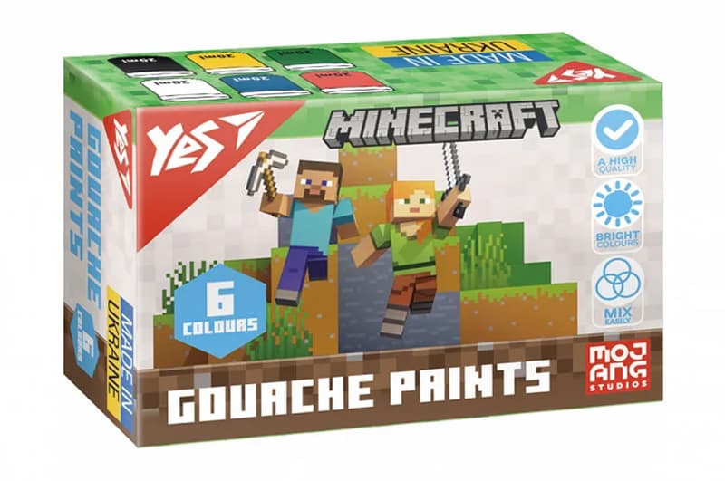Фарби гуашеві Yes Minecraft 6 кол. 20 мл 230405