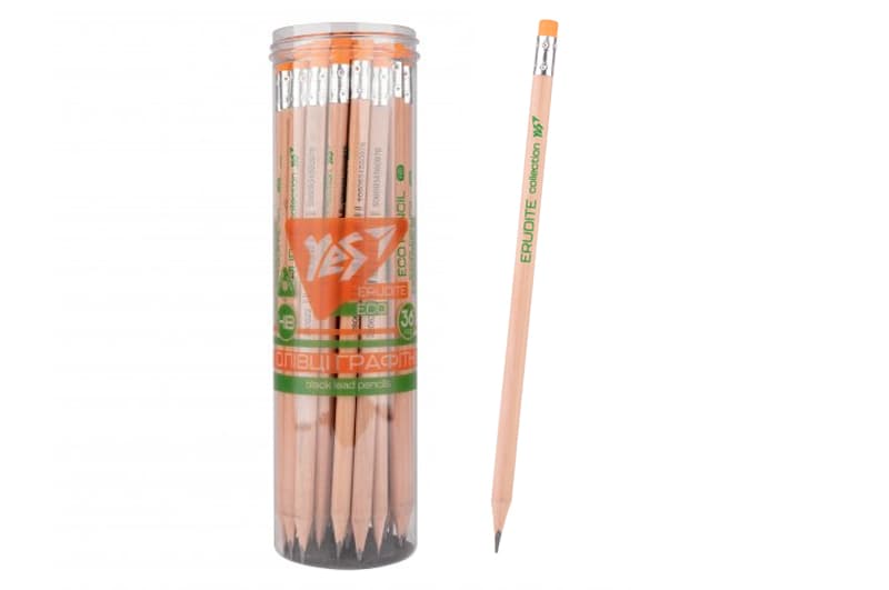Олівець YES ч/гр трикутний з ласт. у пл. тубі "ECO Pencil Erudite", 36 шт/уп 280622