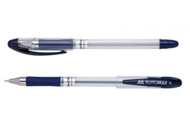 Ручка масляна BUROMAX MaxOFFICE, 0,7 мм, гум. грип, пласт. корпус, сині чорнила BM.8352-01
