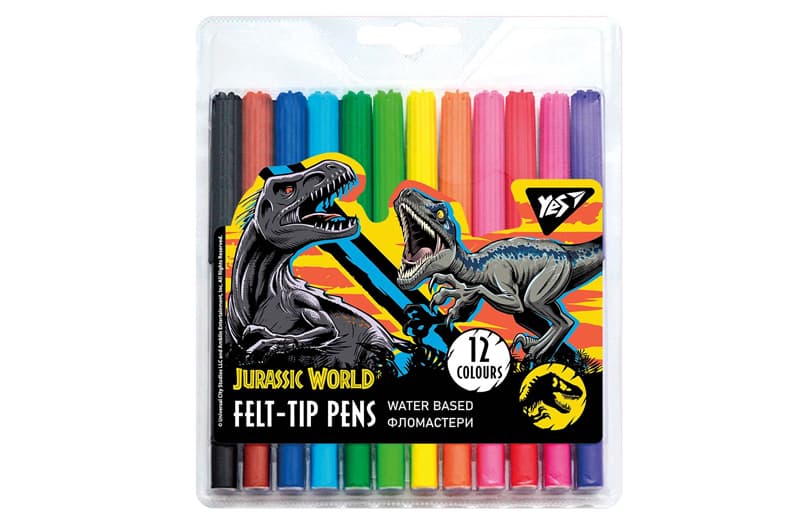 Фломастери YES 12 кольорів Jurassic World