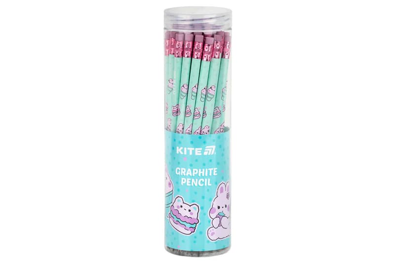 Олівець графітний Kite з гумкою, тригранний Feel Good K25-046-2, тубус