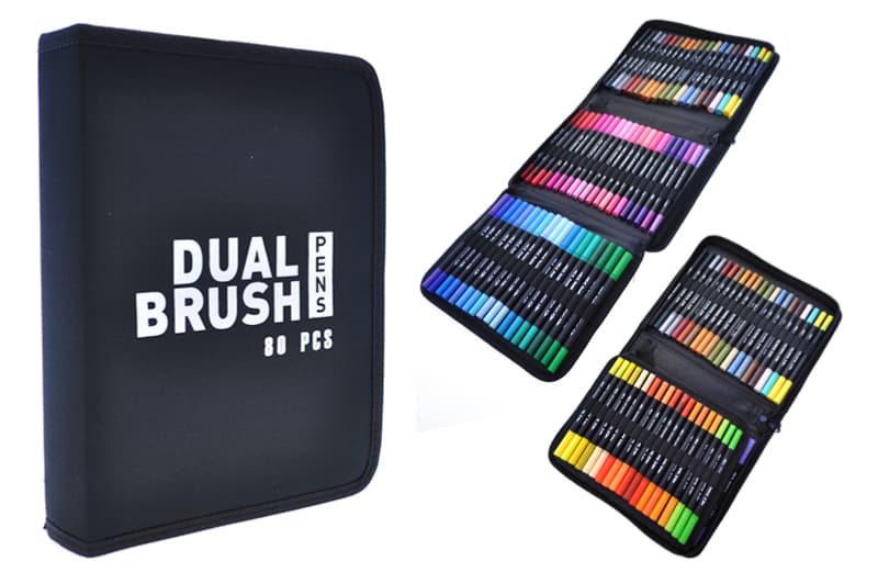 Набір акварельних маркерів DUAL BRUSH 80/DW-80 80 кольорів в чохлі