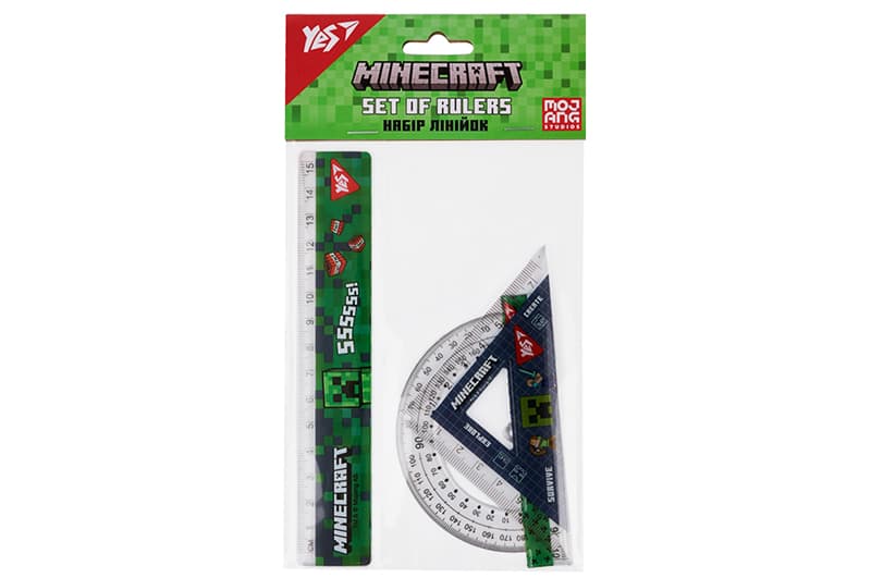 Набір лінійок Yes (3 предмети) "Minecraft", лінійка 15 см 370687