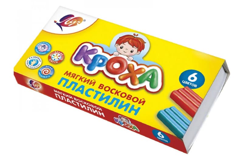 ПЛАСТИЛІН ЛУЧ м`який Кроха 6 кольорів (рос. мова)