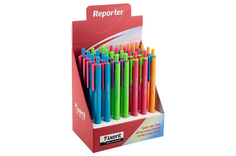 Ручка Axent 1069-02 Reporter Color автома, масляна,синя