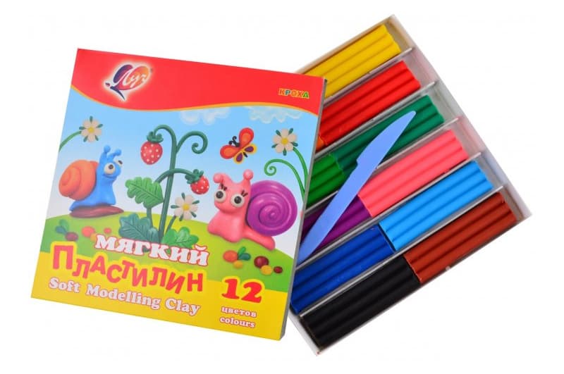 ПЛАСТИЛІН ЛУЧ м`який Кроха  12 кольорів (рос. мова)
