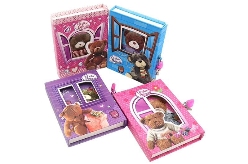 Блокнот в коробочці на замочку "Ведмедик" DSCN0473-А6 р.16,5х12,5 см,мікс