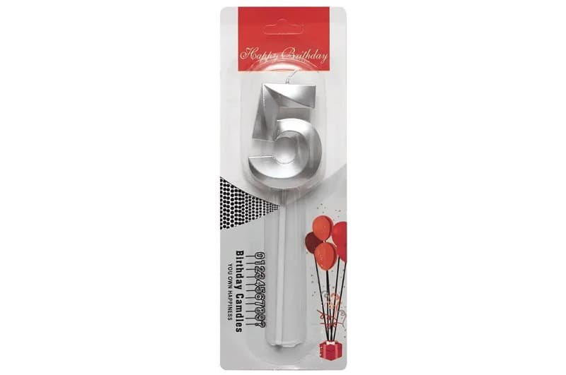 Свічка-цифра "5" срібна 3D (5 см.) 1шт.