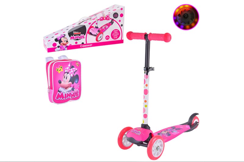 Самокат дитячий 3-х колісний Minnie Mouse  LS2113, складаний, PU світло