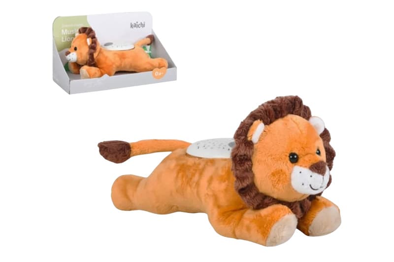 Нічник левеня м'який, музичний з проектором, 2 вида, в коробці 36,5*16*20 см.  K999-316