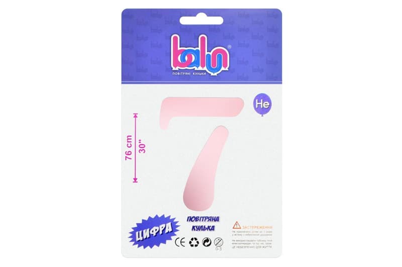 Фольгована кулька цифра "7" sugar pink Balun 30" 02417 (76 см) 1 шт