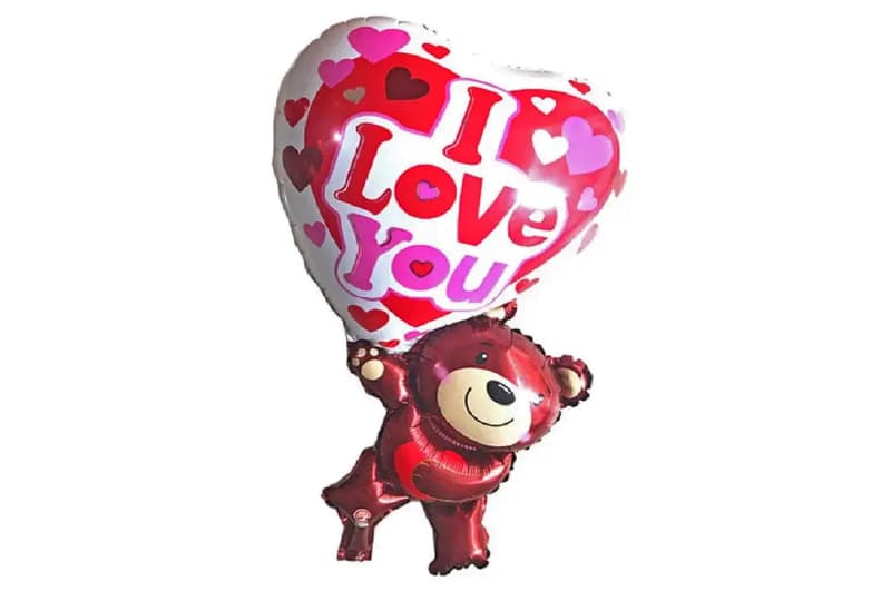 Фольгована кулька "Ведмедик з сердечком I love you" 83х49 см.