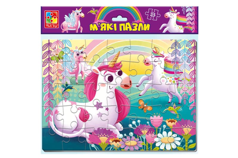 М'які пазли А4 "Єдинороги" на 35 елементів VT1102-34 (укр) VladiToys