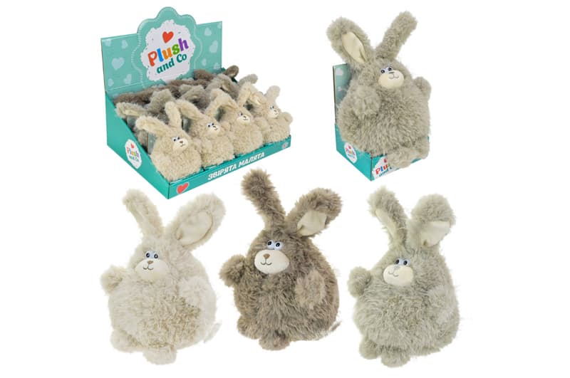 М'яка іграшка Plush and Co PLC26001зайчики 3 види 12шт, дисплей бокс 38х26х14 см