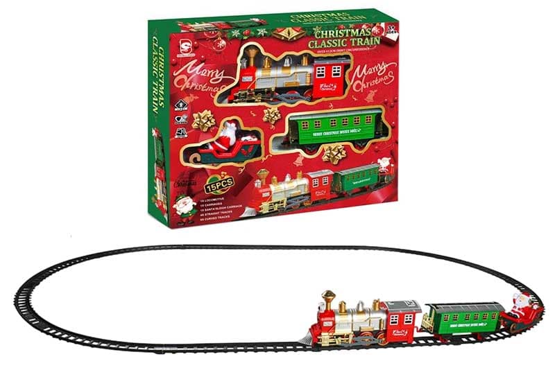 Залізна дорога 8565 "Merry Christmas"15 елементів, на батарейках коробка р.45,5x39x7,5 см