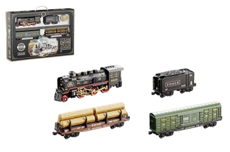 Залізна дорога HS8022A на батарейки, музика, світло, дим, в коробці 55x8x37,5 см