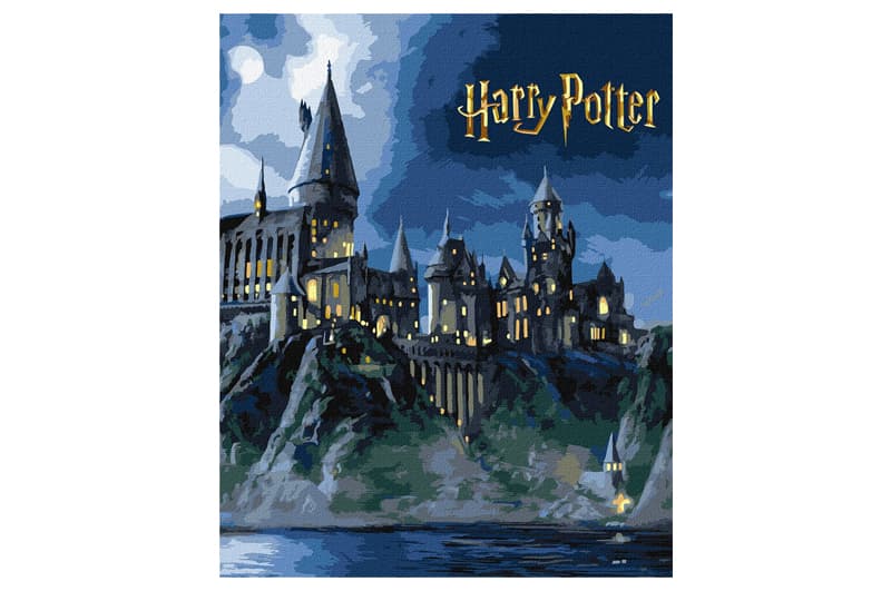 Набір для розпису по номерах KHO5230 WB"Harry Potter: Гоґвортс вночі з фарбами металік extra" 40х50см IDEYKA