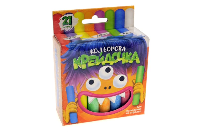 Набір крейди КRD-03-01U "Крейдочка "для малювання на асфальті тонка 21 шт. в коробці DANKO