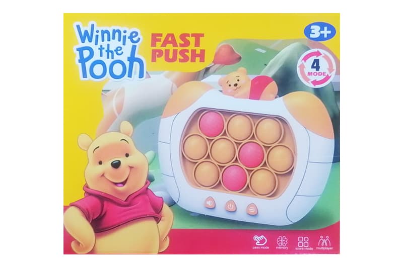 Логічна гра "Quick Push" Pop It HY-302 "Winnie the Pooh", в коробці 2 кольори в ас. р. 13*11.5*6 см