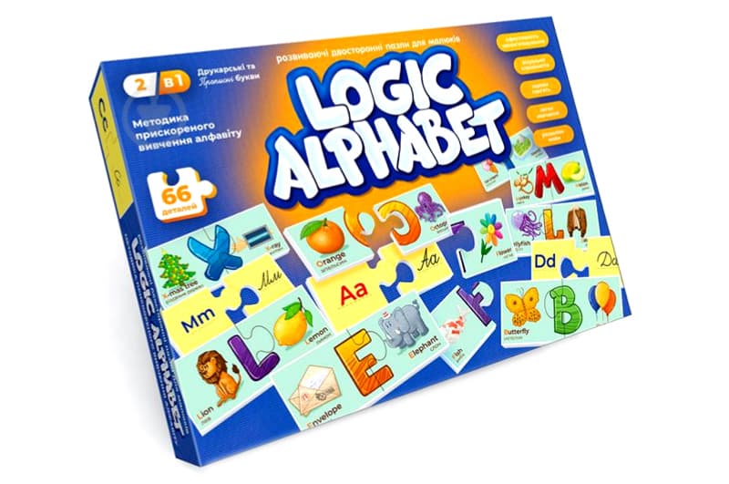 Настільна гра G-LoA-01-04U "Logic Alphabet" пазли-асоціації, укр/англ. DANKO