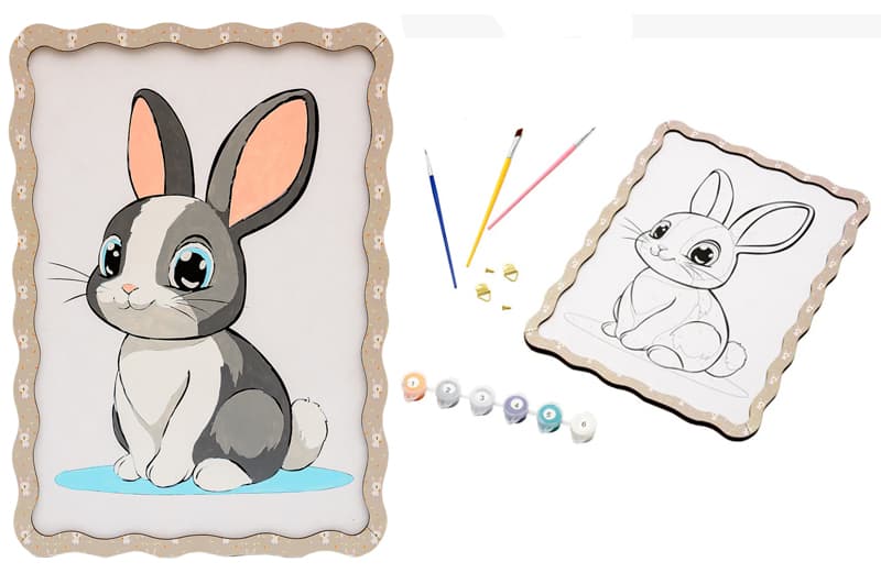 Картина по номерах "Кролик" дерев'яна, формат А4 Puz-22944 PuzzleOk
