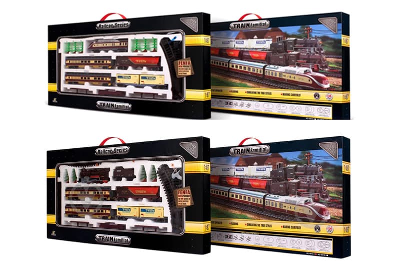 Залізна дорога 1601A-1/1601B-1 на батарейки, музика, світло, 2 види, коробка 82*6*42 см