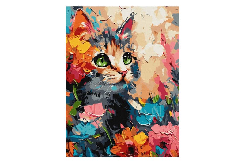 Набір для розпису по номерах 30x40 см KHO6598 "Пухнастий котик" Ideyka