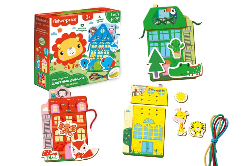 Гра-шнурівка 'Fisher Price. Кольорові будиночки' VT5303-26 (укр) VladiToys