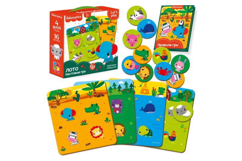 Настільна гра "Fisher Price. Лото. Вивчаємо тваринок" VT2910-01 VladiToys