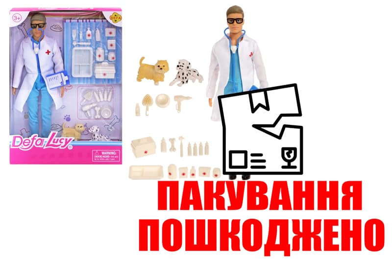 OUTLET Лялька хлопчик Defa Ветеринар 8347 з аксесуарами в коробці 32,5*5*23 см