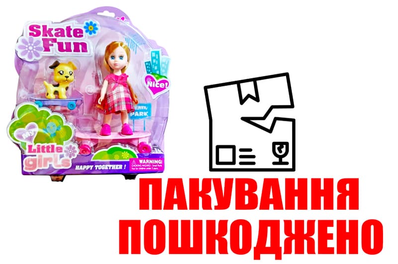 OUTLET Лялька Mini doll на скейті на блістері 63020 р.29x30x8см