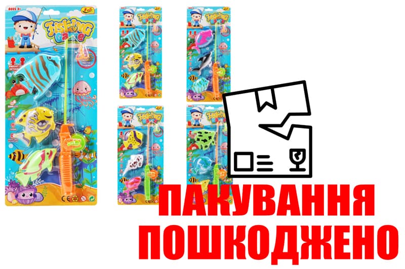 OUTLET Рибалка 867K 4 види мікс, 1 вудка, 3 рибки, на планшетці 36,4*16,6*3,5см