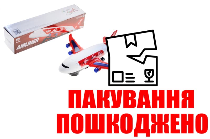 OUTLET Літак на батарейках з підсвіткою, в коробці R06 р.36,5*8,5*8,5см