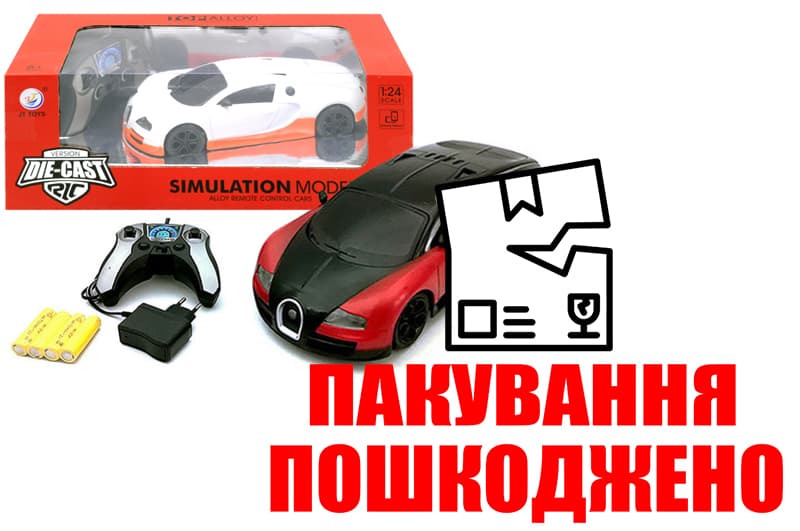 OUTLET Машина Bugatti металева на радіокеруванні, акумулятор, в коробці JT040 р.30*15,6*11,1 см