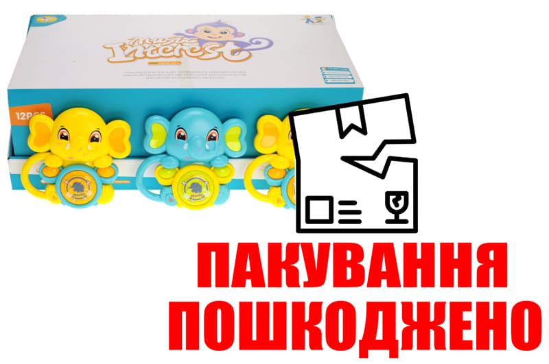 OUTLET Брязкальце 855-57A "Слоник" на батарейках, в дисплеї 12 шт. YG Toys
