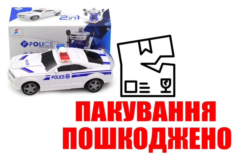 OUTLET 0 Машина-трансформер Поліція озвучена зі світлом, коробка M66101-2 р.24*10,5*10,5см