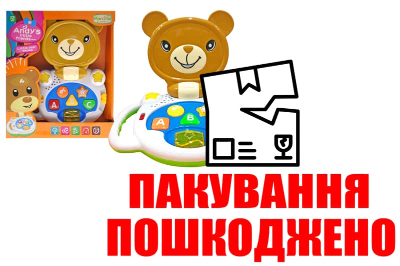 OUTLET 0 Ведмедик музичний зі світлом в коробці HY556-Z р.25*28*6,5см
