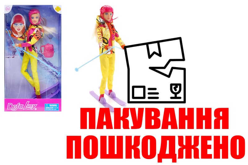OUTLET 0 Лялька Defa на лижах з аксесуарами 8373 в коробці 33,5*6,5*18 см