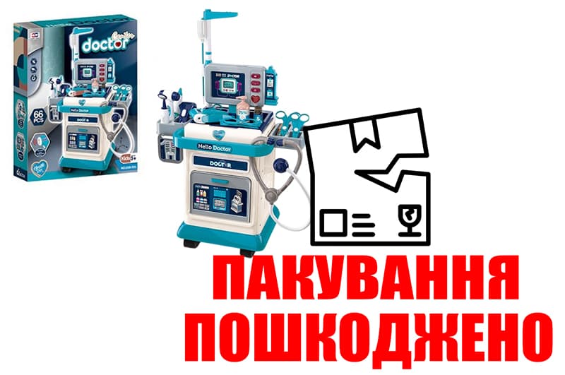 OUTLET Лікарський набір 008-205 на батарейках,з світлом, звуком,аксесуари,в коробці р.49x39x10,5 см
