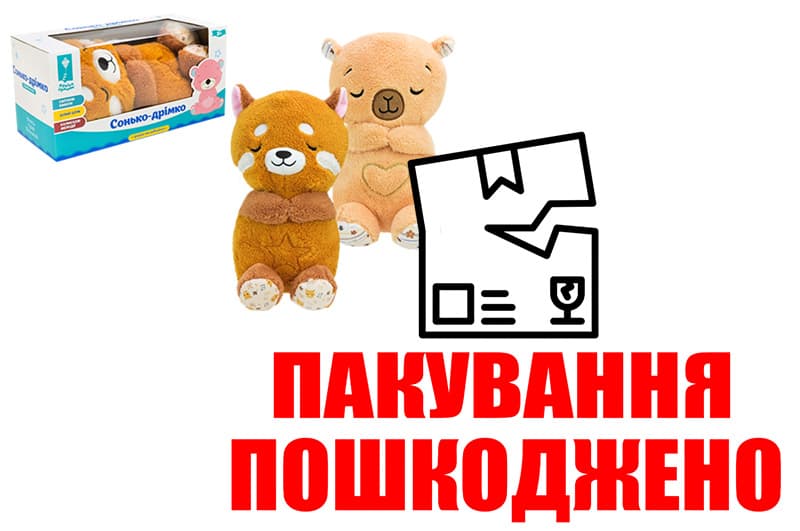 OUTLET 0 М'яка іграшка-нічник PL-724-152 на батарейки, 2 види мікс, музичні та світові єфекти, рух животика,