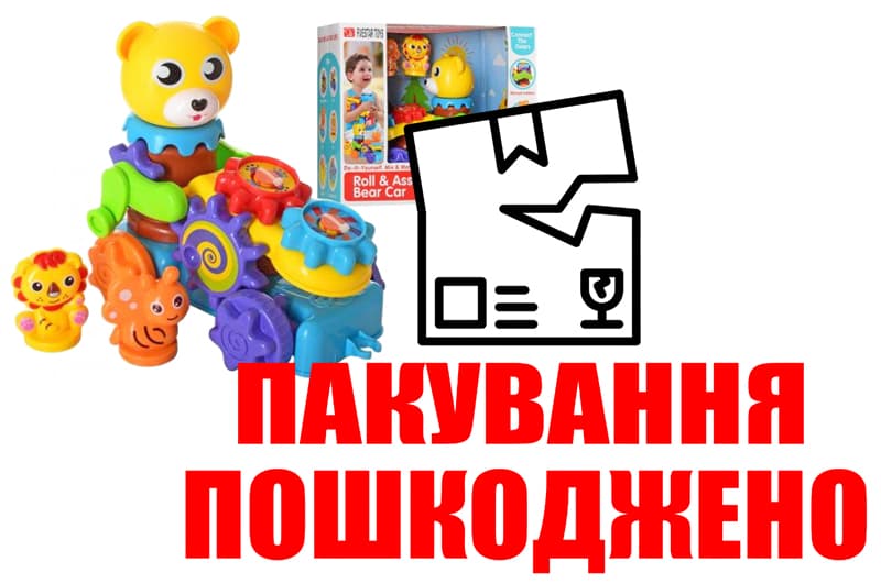 OUTLET Каталка Ведмедик на шестернях в коробці 35863 р.31*26*14,5см