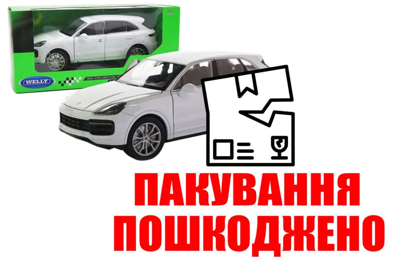 OUTLETМашина металева 24092W "WELLY"1:24 PORSCHE CAYENNE TURBO, відкрив. двері, капот,2 кольори, в коробці 23*11*10