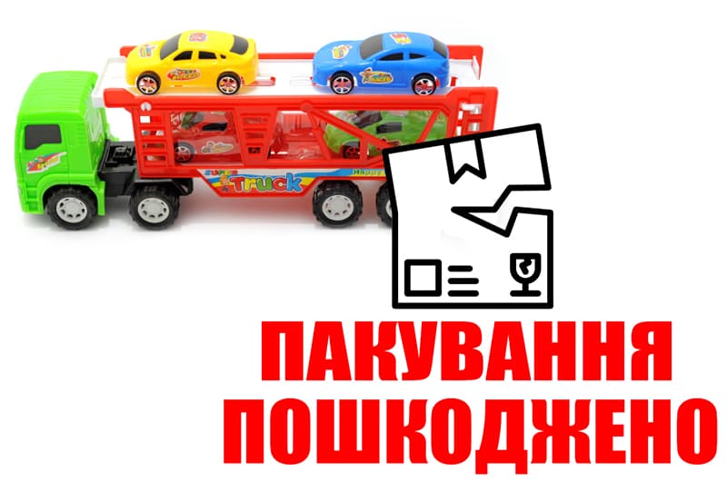 OUTLET Автовоз інерційний з 4 машинками RJ6603, в ковпаку р.34.5x9,3x13см