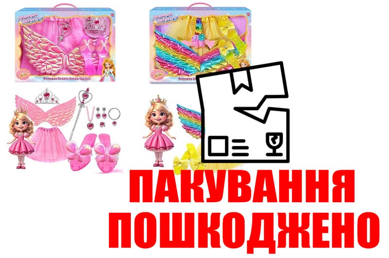 OUTLET Біжутерія JY7303/305 набір прикрас з крилами, спідницею та взуттям. 2 види, в коробці 45x5,5x31,5 см