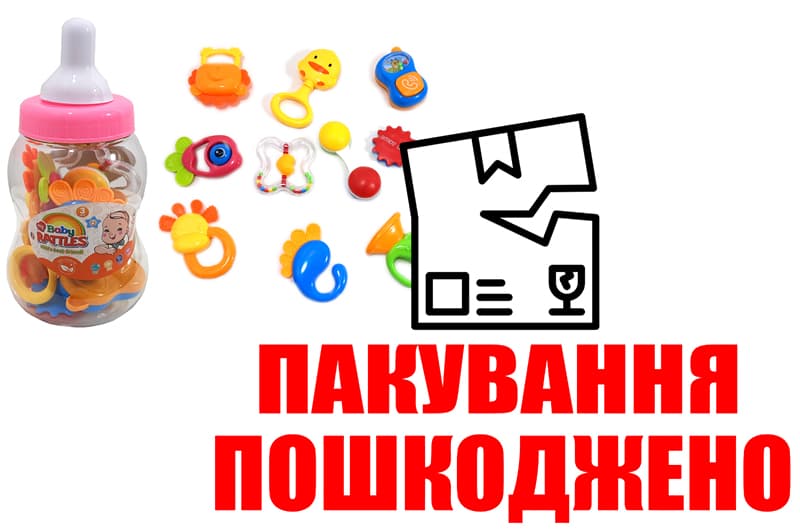 OUTLET Набір брязкалець в колбі 10шт K225P31 р.24*14*14см