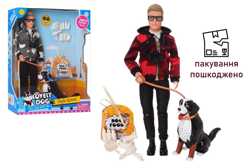 OUTLET Лялька DEFA 29 см 8429 хлопець з музичною собакою та аксесуарами 2 види, коробка 32*8,5*26
